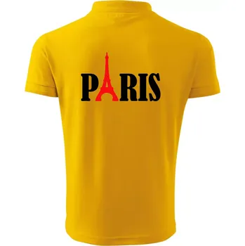 Pánská košile Paris nápis Eiffelova věž - Polokošile pánská Pique Polo 203 - 3XL ( Žlutá )