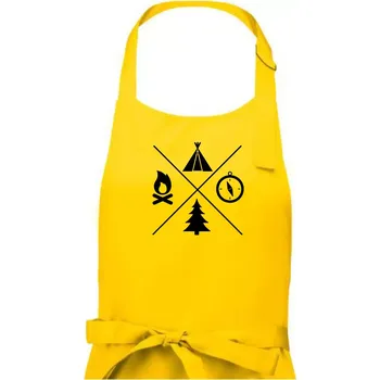 Kuchyňská zástěra Kempování čtyřka - Pánská zástěra na vaření - Univerzální velikost ( Žlutá )