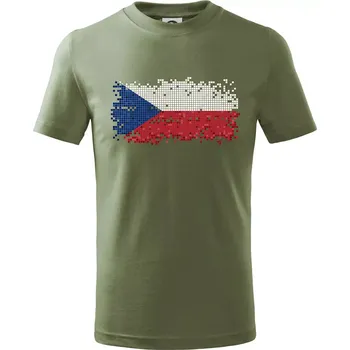 Česká vlajka - tetris - Tričko dětské bavlněné - 146 cm/10 let ( Khaki )