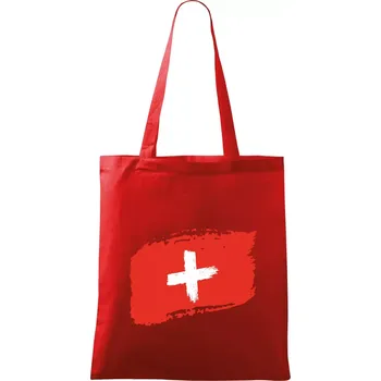Nákupní taška Švýcarsko vlajka - Taška bavlněná - 42 x 38 cm ( Červená )