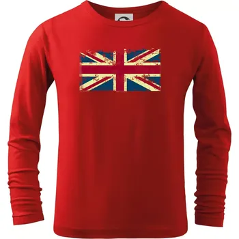 Chlapecké tričko Britská vlajka stará - Triko dětské Long Sleeve - 122 cm/6 let ( Červená )