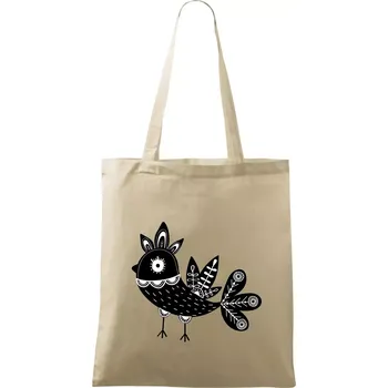 Nákupní taška Ptáček černobílý folklór - Taška bavlněná - 42 x 38 cm ( Naturální )