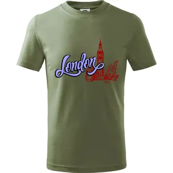 London Lettering - Tričko dětské bavlněné - 104-110cm / 3-4 roky ( Khaki )