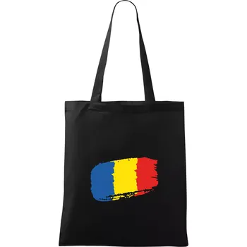 Nákupní taška Rumunsko vlajka - Taška bavlněná - 42 x 38 cm ( Černá )