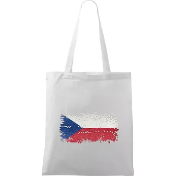 Česká vlajka - tetris - Taška bavlněná - 42 x 38 cm ( Bílá )