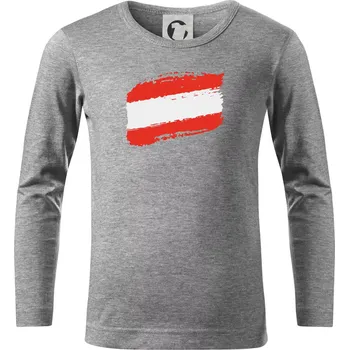 Chlapecké tričko Rakousko vlajka - Triko dětské Long Sleeve - 158 cm/12 let ( Tmavě šedý melír )