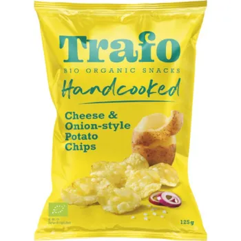 Chips TRAFO | Bio Kotlíkové brambůrky se sýrem a cibulí Obsah: 125 g je lepší kombo než sýr a cibule?