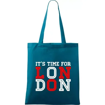 Its time for LONDON - Taška bavlněná - 42 x 38 cm ( Petrolejová )