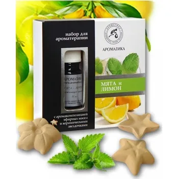 AROMATIKA Sada pro aromaterapii s keramickými hvězdičkami – Máta a citron, Aromatika.