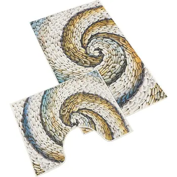 Koupelnová předložka Brotex Koupelnová sada předložek 3D 60x100+60x50cm Oblázky béžové