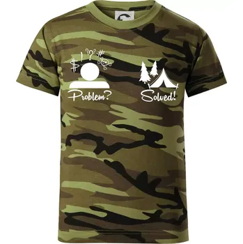 Chlapecké tričko Problem? Solved! - Kempování - Dětské maskáčové triko - 146 cm/10 let ( Zelený maskáč )