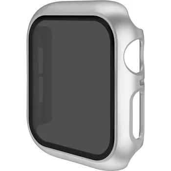 Pouzdro na mobilní telefon Pouzdro s tvrzeným Anti-Spy sklem pro Apple Watch 44mm - stříbrné