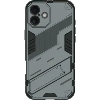 Pouzdro na mobilní telefon Odolný ochranný kryt se stojánkem pro iPhone 16 Plus - šedý