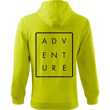 Pánská mikina Adventure obdelník - Mikina s kapucí na zip trendy zipper - S ( Limetková )