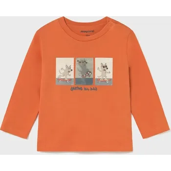 Dětské bavlněné tričko s dlouhým rukávem Mayoral 2063.3B.Baby.9BYA oranžová 23X, vel. 68