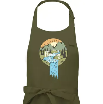 Kuchyňská zástěra Life is like a Flowing river - Dámská zástěra na vaření - Univerzální velikost ( Khaki )