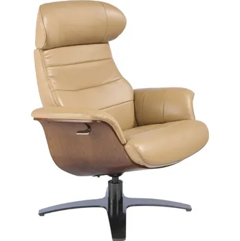 Křeslo Angel Cerdá Béžové kožené otočné křeslo No. 5087