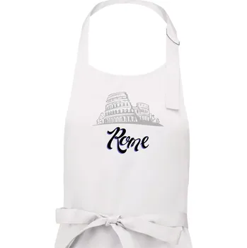 Kuchyňská zástěra Roma Lettering - Pánská zástěra na vaření - Univerzální velikost ( Bílá )