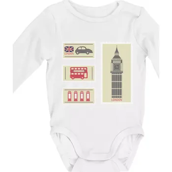Britská známka - Body kojenecké s dlouhým rukávem - Dlouhý r. do 3 měs ( Bílá )