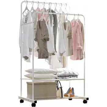 Věšák Dvouřadý pojízdný věšák RAINER - bílý - SLEVA 3% s kodem radost25