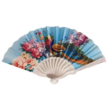 Karnevalový kostým Látkový vějíř s motivem páva - modrý