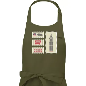 Kuchyňská zástěra Britská známka - Dámská zástěra na vaření - Univerzální velikost ( Khaki )