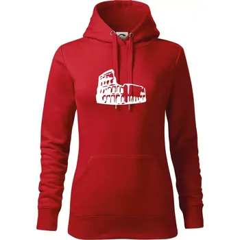Dámská mikina Itálie Koloseum - Mikina dámská Cape s kapucí - S ( Červená )