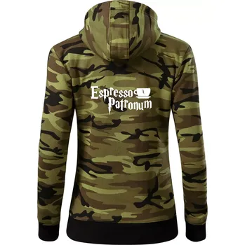 Dámská mikina Harry - Espresso Patronum - Dámská mikina trendy zipper s kapucí - S ( Zelený maskáč )