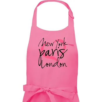 Kuchyňská zástěra I love NYC Paris London - Dámská zástěra na vaření - Univerzální velikost ( Růžová )