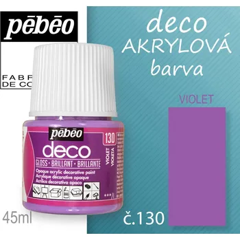 Speciální výtvarná barva Barva AKRYLOVÁ lesk Pébeo DECO. Odstín č.130 VIOLET. Balení 45 ml.