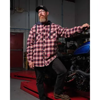 Rybářské oblečení West Coast Choppers - MIKINA/BUNDA WCC SHERPA LINED FLANNEL JACKET - NAVY/RED velikost: XL