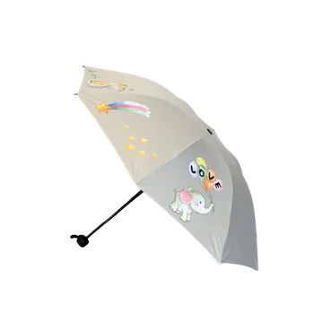 Dámský skládací deštník -vzor slon - šedá