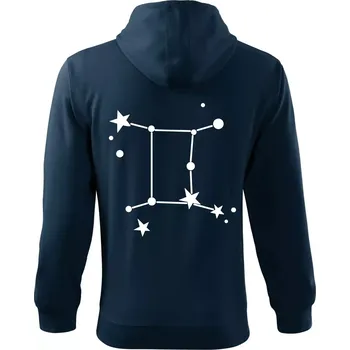 Pánská mikina Souhvězdí - Gemini - Blíženci - Mikina s kapucí na zip trendy zipper - XL ( Námořní modrá (velmi tmavá - téměř černá) )