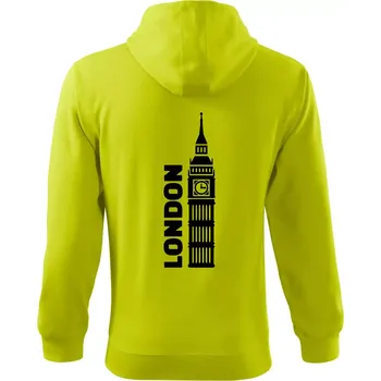Pánská móda London věž - Mikina s kapucí na zip trendy zipper - XL ( Limetková )