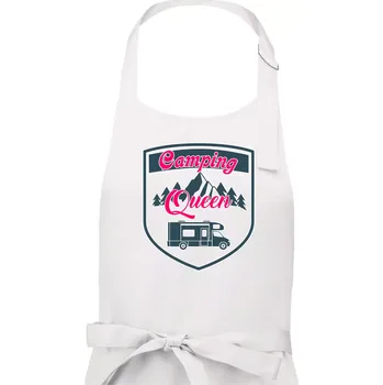 Kuchyňská zástěra Camping Queen - obytňák - Dámská zástěra na vaření - Univerzální velikost ( Bílá )