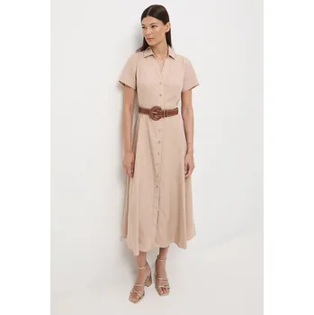 Dámské šaty Šaty s příměsí lnu Medicine RW25-SUD104 béžová 08X, vel. XS