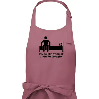 Kuchyňská zástěra Vstávám jako elektrikář s velkým odporem - Pánská zástěra na vaření - Univerzální velikost ( Starorůžová )