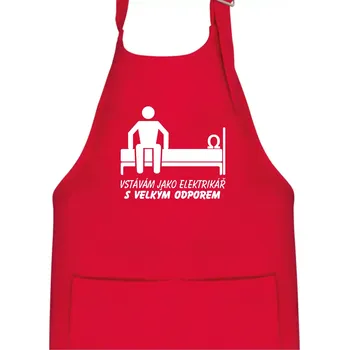 Kuchyňská zástěra Vstávám jako elektrikář s velkým odporem - Dětská zástěra na vaření - Univerzální velikost ( Červená )