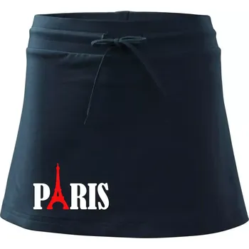 Dámská sukně Paris nápis Eiffelova věž - Sportovní sukně - two in one - XL ( Námořní modrá (velmi tmavá - téměř černá) )