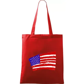 Nákupní taška Americká vlajka ohnutá - Taška bavlněná - 42 x 38 cm ( Červená )