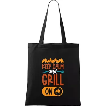 Nákupní taška Keep calm and grill on - Taška bavlněná - 42 x 38 cm ( Černá )