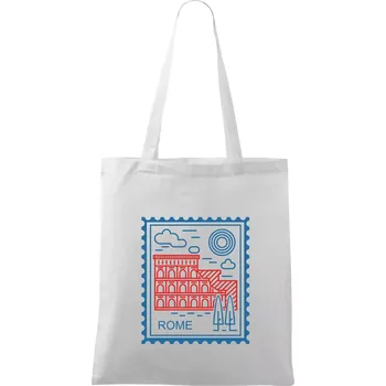 Nákupní taška Řím známka jednoduchá - Taška bavlněná - 42 x 38 cm ( Bílá )
