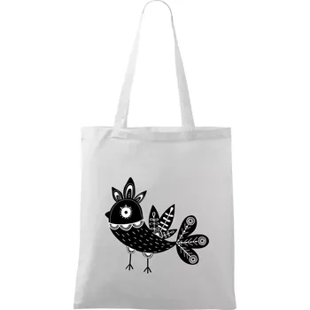 Ptáček černobílý folklór - Taška bavlněná - 42 x 38 cm ( Bílá )