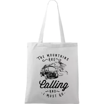The Mountains Are Calling obytňák - Taška bavlněná - 42 x 38 cm ( Bílá )