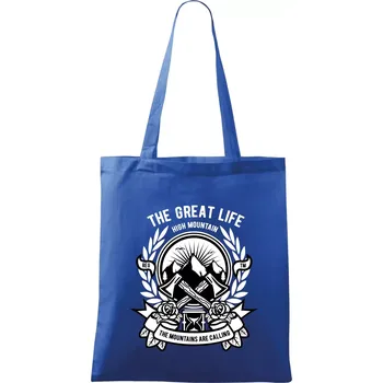 Nákupní taška Great Life - sekery - Taška bavlněná - 42 x 38 cm ( Královská modrá )