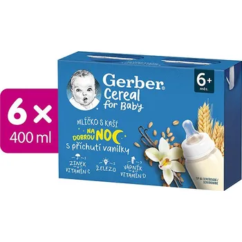 Kojenecká výživa GERBER Cereal mlíčko s kaší s příchutí vanilky 6× (2× 200 ml)