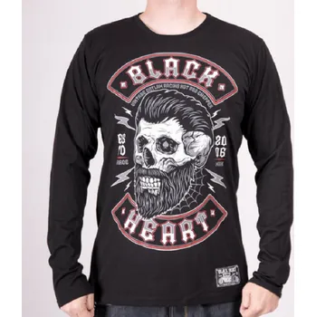Pánské triko Black Heart BEARD SKULL LS velikost: M