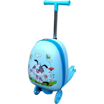 Koloběžka Dětská koloběžka s kufrem 2v1 - zábava a praktičnost v jednom - modrá - pes