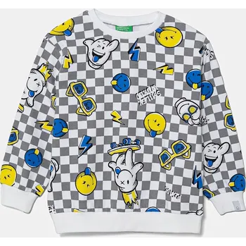 Chlapecká mikina Dětská bavlněná mikina United Colors of Benetton šedá barva, vzorovaná, 34GTG10IG 34GTG10IG.P.Seasonal 90X, vel. 104