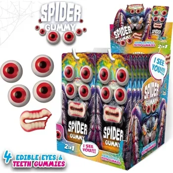 Bonbon SPIDER GUMMY želé 20 g - želé OČI a JAZYK na blistru - ovocné želé (ovocné želé / pavoučí želé / blistr s želé pavouk)